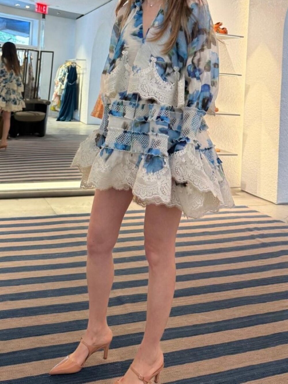 Zimmermann Alchemy Shirred Mini Dress – Blue Poppy – Size 4 – New With Tags